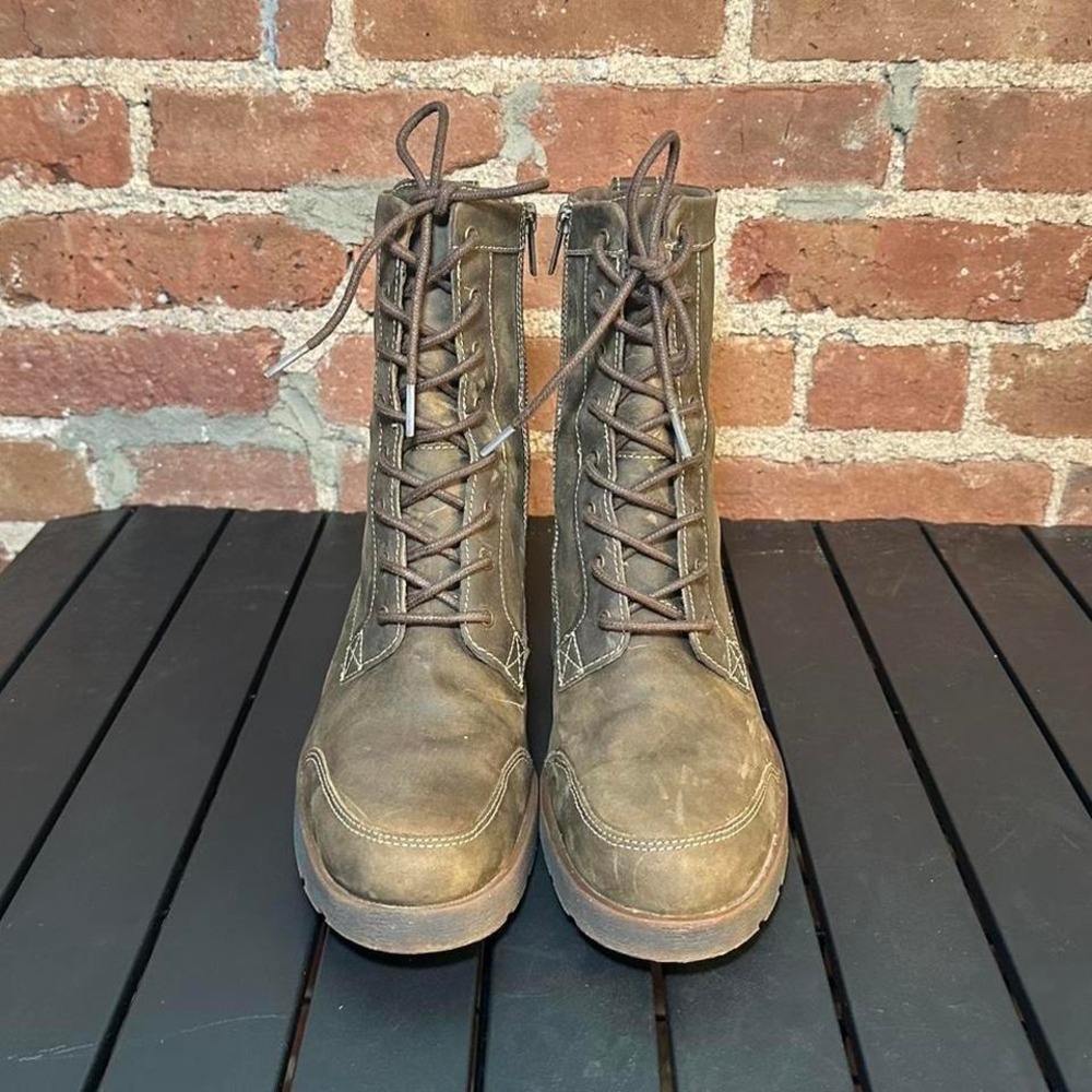 Timberland Army Green Combat Zipper Boot, Women's 8 - Picture 2 of 7